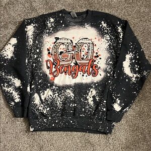Bengals Graphic Black and White Women Crewneck Sweater